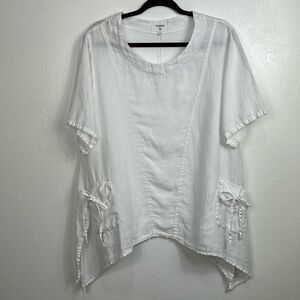 Verandah By Vina Lagenlook Sharkbite Hem Short Sleeve Top Tunic Size M